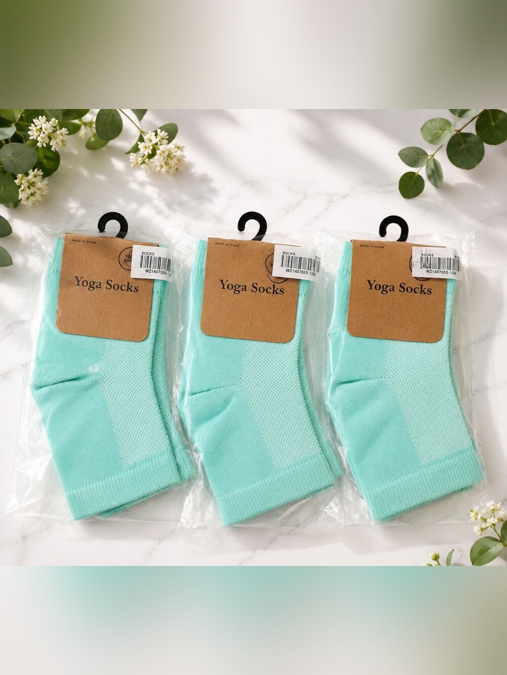 NWT Yoga Socks 3 Pair Bundle Mint Green Breathable Mesh Athletic Fitness Socks